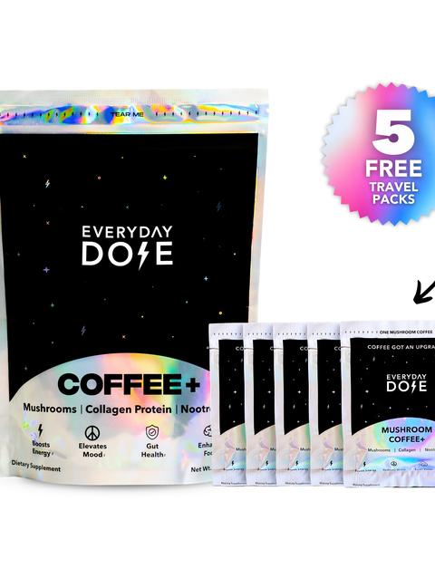 Everyday Dose 30-Serving Mushroom Coffee+ 5 FREE Mushroom Coffee Travel Packs Same Day Delivery