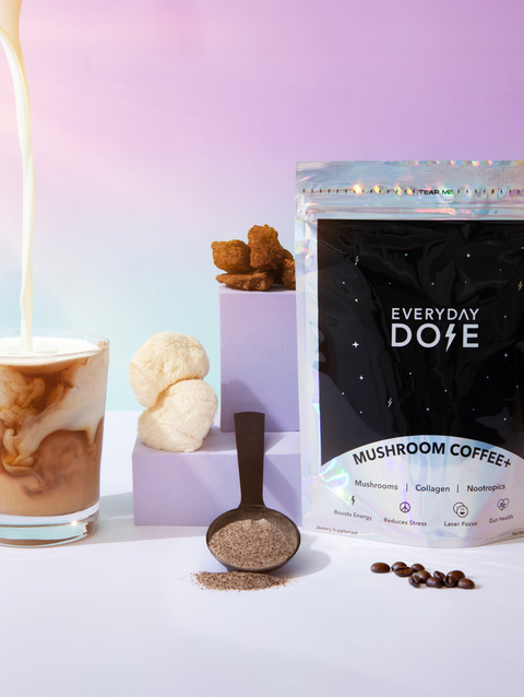 Everyday Dose 30 Servings of Mushroom Coffee + FREE Starter Kit + FREE Personalized Health Report High Quality